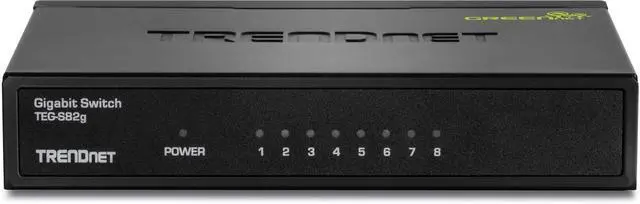 Alt view image 3 of 7 - 8-Port Gigabit GREENnet Switch, Ethernet Network Switch, TEG-S82G, 8 x 10-100-1000 Mbps Gigabit Ethernet Ports, Ethernet Splitter, 16 Gbps, Metal, Lifetime Protection, Black