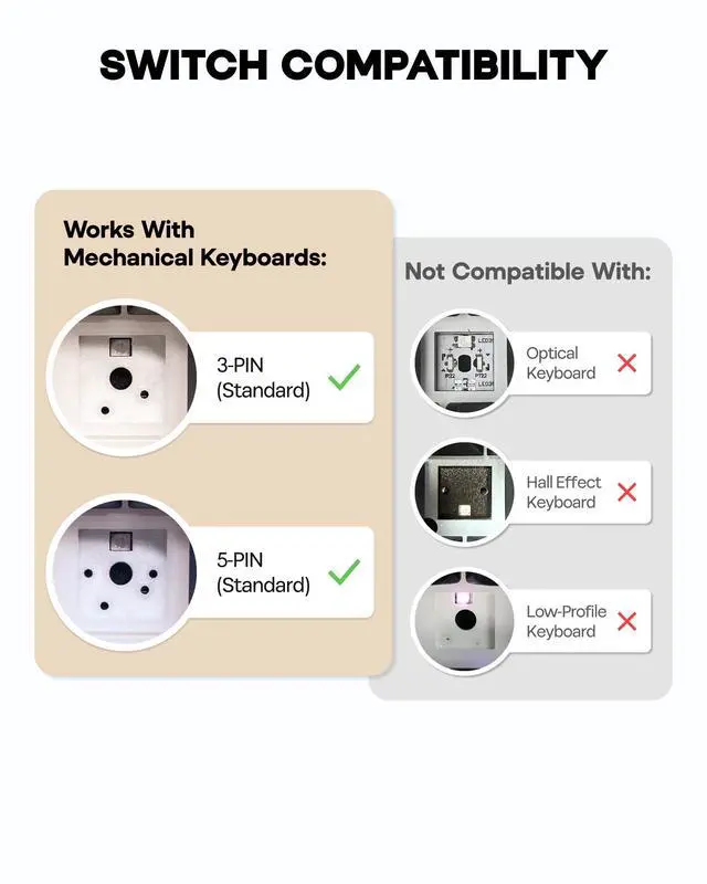 Alt view image 6 of 7 - Creamy Jade 45gf Gaming Keyboard Switches, 100 PCS Linear Switch, 5-Pin Pre-Lubed Switch, with PC/PA66 Case, POK Stem, Compatible with MX Keycaps for Mechanical Keyboard
