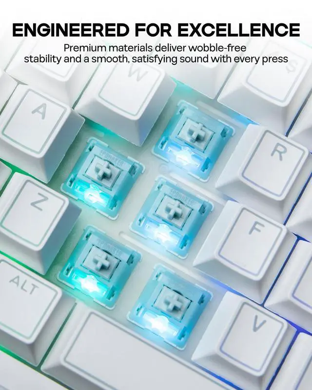 Alt view image 7 of 7 - Creamy Jade 45gf Gaming Keyboard Switches, 100 PCS Linear Switch, 5-Pin Pre-Lubed Switch, with PC/PA66 Case, POK Stem, Compatible with MX Keycaps for Mechanical Keyboard