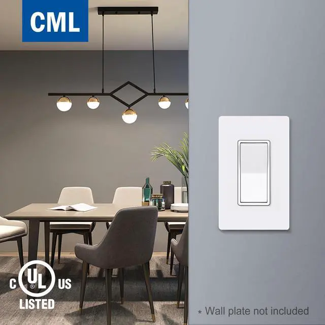 Alt view image 6 of 7 - (50 Pack) Decorator Wall Light Switch, Single Pole Switch, 15A 120/277V, 3-Year Warranty, White