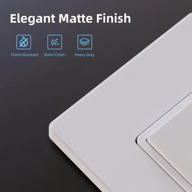 Alt view image 2 of 7 - Matte White Single Pole Decorator Light Switch 15Amp, 120-277V, Paddle Rocker Replacement, On/Off Wall Switch, Self-Grounding, Residential Grade, w/Wall Plate, UL/CUL (10 Pack)