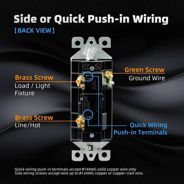 Alt view image 5 of 7 - Matte White Single Pole Decorator Light Switch 15Amp, 120-277V, Paddle Rocker Replacement, On/Off Wall Switch, Self-Grounding, Residential Grade, w/Wall Plate, UL/CUL (10 Pack)