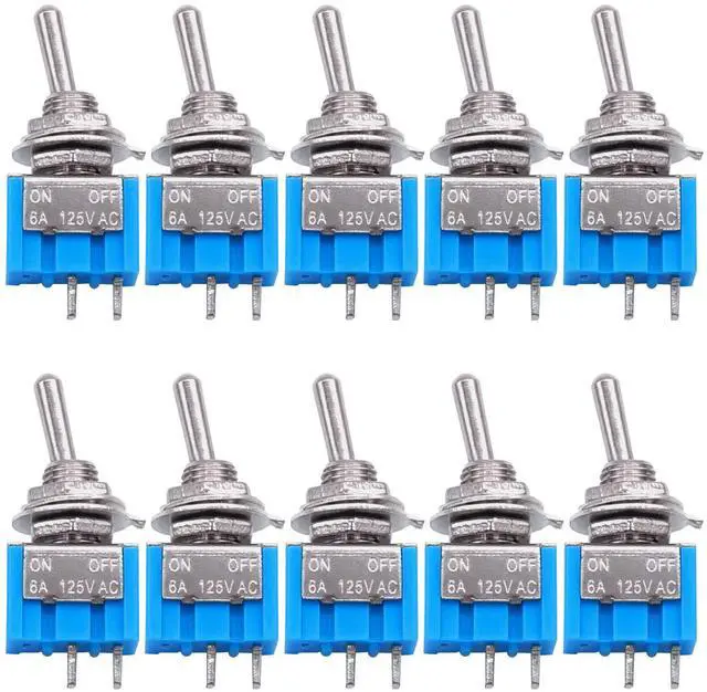 Main image of 10PCS SPST Mini Toggle Switch 2 Pin 2 Position ON/Off Miniature Toggle Switch 6A 125V MTS-101