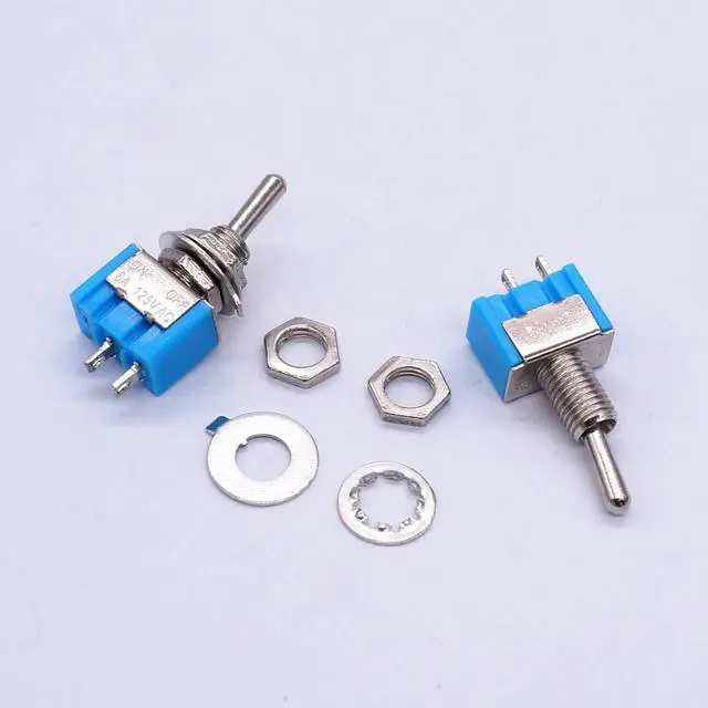 Alt view image 6 of 7 - 10PCS SPST Mini Toggle Switch 2 Pin 2 Position ON/Off Miniature Toggle Switch 6A 125V MTS-101