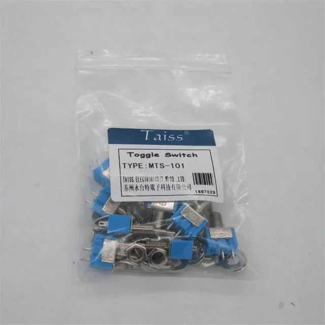 Alt view image 7 of 7 - 10PCS SPST Mini Toggle Switch 2 Pin 2 Position ON/Off Miniature Toggle Switch 6A 125V MTS-101