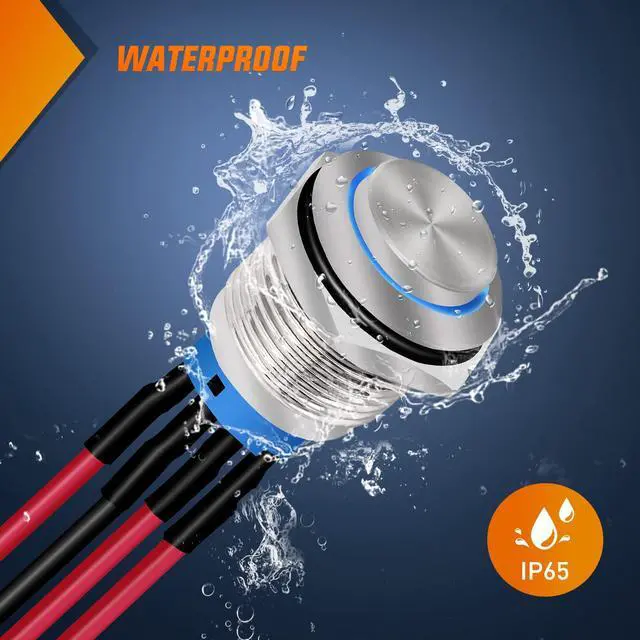 Alt view image 5 of 7 - 12mm Push Button Switch 5PCS with Pre Wired Harness 12V 24V Stainless Steel Self Locking Latching LED Round Switches SPDT 4Pin Waterproof Metal for Boats Cars Truck