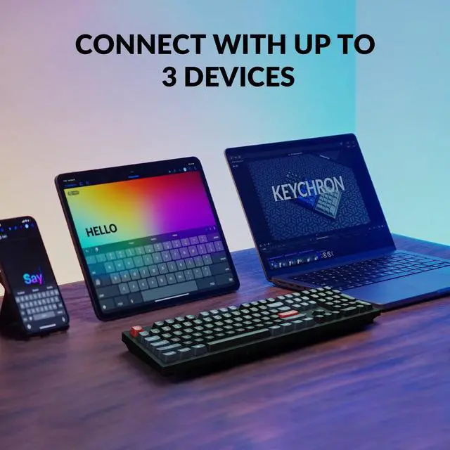 Alt view image 3 of 7 - K10 Pro Wireless Custom Mechanical Keyboard, Full-Size QMK/VIA Programmable Bluetooth/Wired White Backlight with Hot-swappable Keychron Super Brown Switch Compatible with Mac Windows Linux