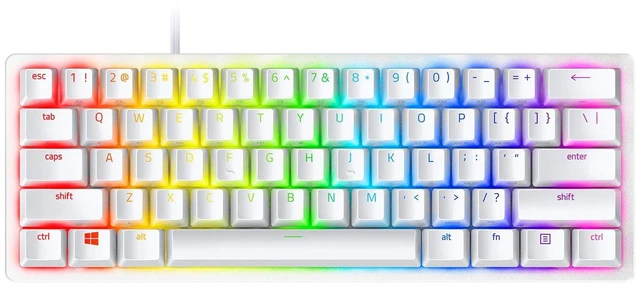 Main image of Huntsman Mini 60% Gaming Keyboard, Linear Optical Switches, White | Aluminum Top Frame, Chroma RGB Lighting, PBT Keycaps, Onboard Memory, Snap Tap