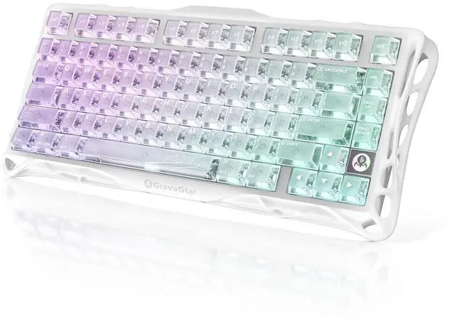 Main image of Mercury K1 Lite 75% Gaming Keyboard, 2.4GHz/BT/Wired Tri-Mode Wireless Keyboard, Clear Keycaps Gasket Hot Swappable Mechanical Keyboard, Pre-lubed Linear Switches, RGB Backlit-Crystal Aurora