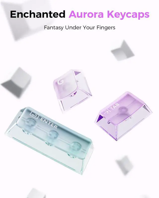 Alt view image 5 of 7 - Mercury K1 Lite 75% Gaming Keyboard, 2.4GHz/BT/Wired Tri-Mode Wireless Keyboard, Clear Keycaps Gasket Hot Swappable Mechanical Keyboard, Pre-lubed Linear Switches, RGB Backlit-Crystal Aurora