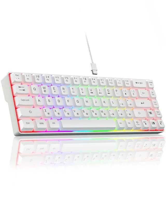 Main image of 60% Gaming Keyboard,Small Keyboard USB-C Wired,Compact Mini Teclado Gamer,68 Keys RGB Backlit Portable Membrane Keyboards for Business Trips,Office,PC Games (SK968,White)