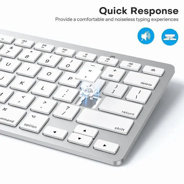 Alt view image 7 of 7 - Wireless Keyboard for Mac, Keyboard for Mac, Stable Bluetooth & Ultra-Slim Portable, Ergonomic Design, Compatible with MacBook Pro/Air/iMac, Silverwhite
