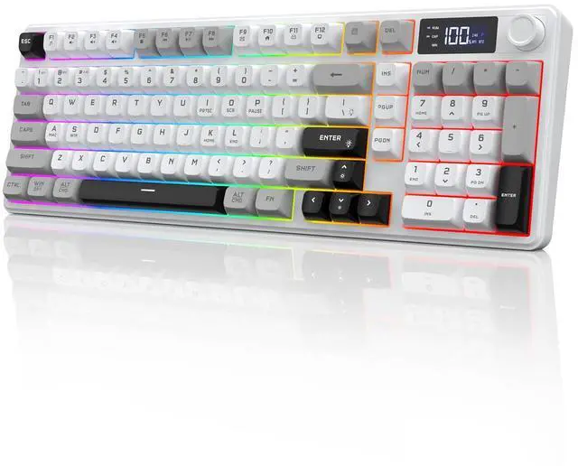 Main image of Wireless Gaming Keyboard with Smart Display & Knob Control, Tri-Mode BT5.0/2.4GHz/Wired RGB Backlit Computer Keyboards with Number Pad, 26-Key Rollover, Compatible for Windows, Mac