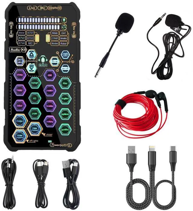 Main image of Small Handheld Sound Card Set for Podacsting, Broadcasting, Living, Singing, Recording, Gaming with Families, Friends, Gift,YouTube, TikTok