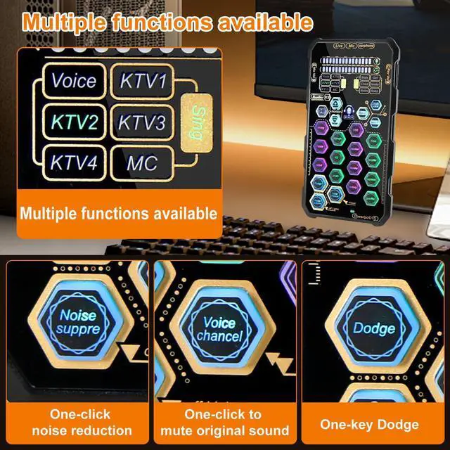 Alt view image 4 of 7 - Small Handheld Sound Card Set for Podacsting, Broadcasting, Living, Singing, Recording, Gaming with Families, Friends, Gift,YouTube, TikTok