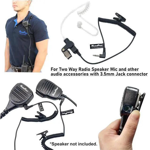 Alt view image 2 of 6 - RHF 617-1N 3.5mm RECEIVER/LISTEN ONLY Surveillance Headset Earpiece with Clear Acoustic Coil Tube Earbud Audio Kit For Two-Way Radios, Transceivers and Radio Speaker Mics Jacks , Black