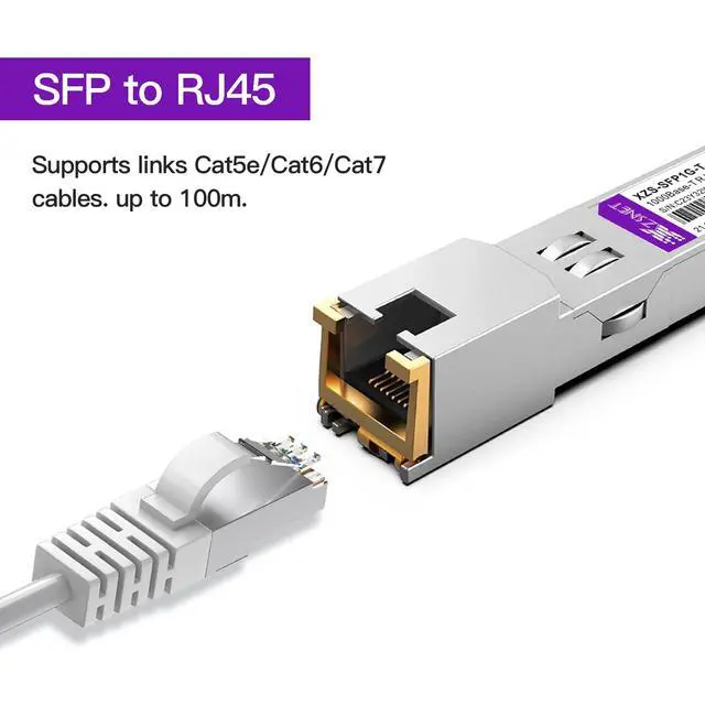 Alt view image 2 of 7 - 1000BASE-T SFP Transceiver, SFP to RJ45, 1.25G Copper SFP to Ethernet Module Compatible with Cisco GLC-T/SFP-GE-T, Ubiquiti UniFi UF-RJ45-1G, Mikrotik, Meraki, Netgear, D-Link and More, 1 Pack