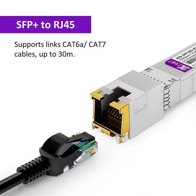 Alt view image 2 of 7 - 10GBASE-T SFP+ to RJ45 Transceiver, 1/2.5/5/10G Multi-Rate Copper SFP+ to Ethernet Module for Cisco SFP-10G-T-S, Ubiquiti UniFi UF-RJ45-10G, Mikrotik S+RJ10, Meraki , Netgear, D-Link and More, 1 Pack