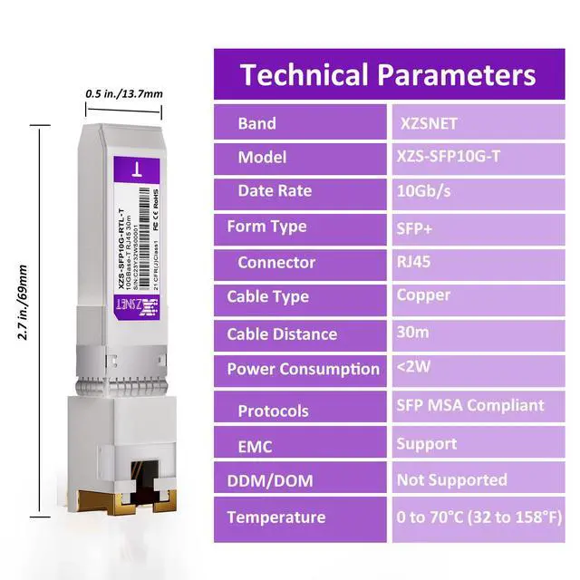 Alt view image 6 of 7 - 10GBASE-T SFP+ to RJ45 Transceiver, 1/2.5/5/10G Multi-Rate Copper SFP+ to Ethernet Module for Cisco SFP-10G-T-S, Ubiquiti UniFi UF-RJ45-10G, Mikrotik S+RJ10, Meraki , Netgear, D-Link and More, 1 Pack