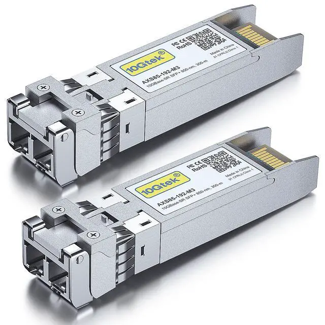 Alt view image 3 of 6 - 10GBase-SR SFP+ LC Transceiver, 10G 850nm Multimode SFP Module, up to 300 Meters, for Cisco SFP-10G-SR, Meraki MA-SFP-10GB-SR, Ubiquiti UniFi UF-MM-10G, Fortinet, TP-Link and More, Pack of 2