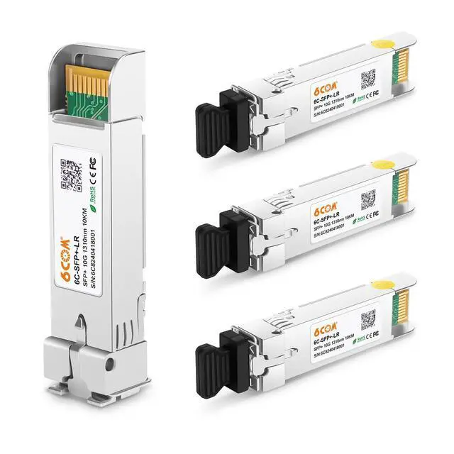 Main image of 4Pack 10GBase-LR SFP+ Transceiver, 10G Sfp Single Mode Module Duplex LC for Cisco SFP-10G-LR, Ubiquiti UF-SM-10G, D-Link, Supermicro, Netgear and Other Open Switch with DDM, 1310nm, 10km