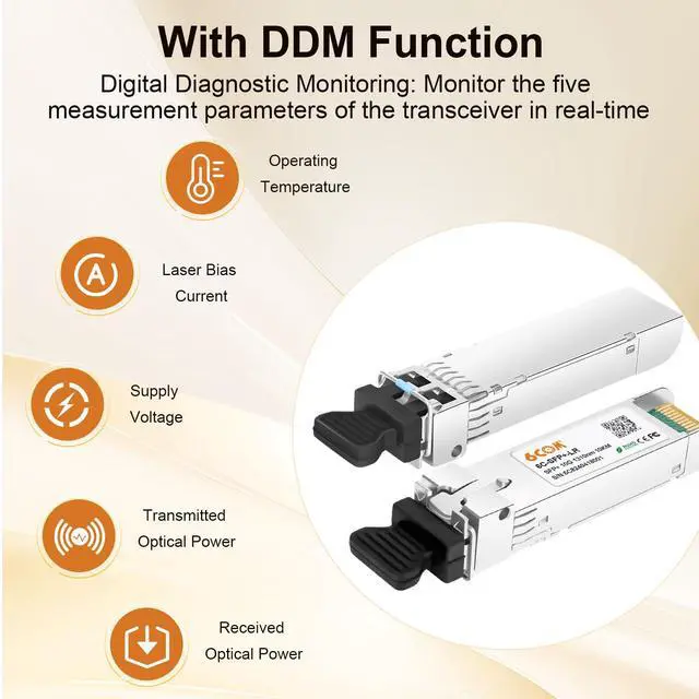 Alt view image 6 of 7 - 4Pack 10GBase-LR SFP+ Transceiver, 10G Sfp Single Mode Module Duplex LC for Cisco SFP-10G-LR, Ubiquiti UF-SM-10G, D-Link, Supermicro, Netgear and Other Open Switch with DDM, 1310nm, 10km