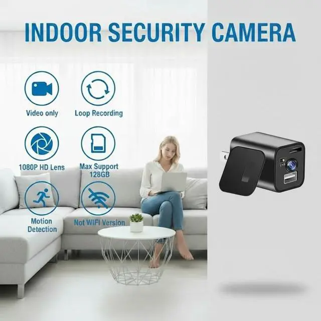 Alt view image 3 of 7 - Smart Small Hidden Camera - Full HD 1080P Hidden Security Cameras with Motion Detection Loop Recording, Mini Nanny Cam with 32GB for Home/Baby/Pet/Nanny, No WiFi Needed, No Audio
