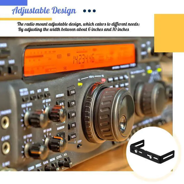 Alt view image 5 of 7 - 1 Set Adjustable Universal Mounting Bracket for Cb/ham Radio Transceiver & Scanners Cb Radio Mount, Adjust from 6" to 10" in Width
