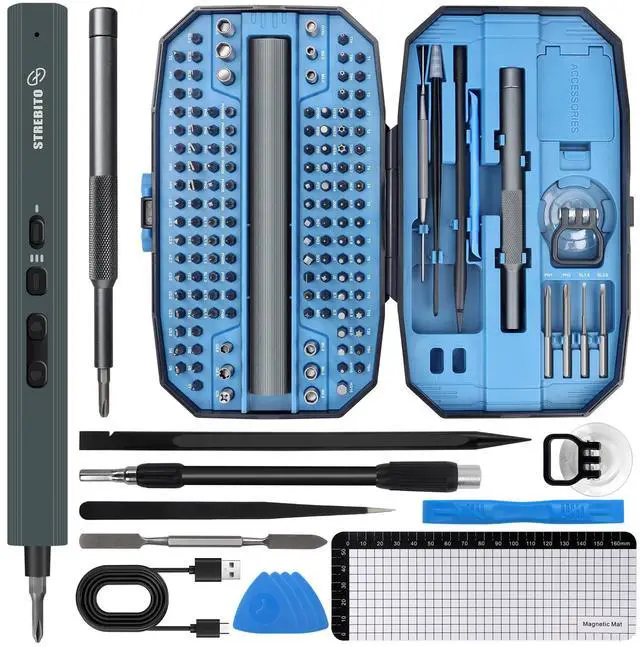 Main image of 155 in 1 Electric Screwdriver Set, Small Electric Screwdriver Cordless with 140 S2 Magnetic Bits, Electronic Power Screwdriver Repair Tool Kit for RC, Computer, PC Building, Laptop