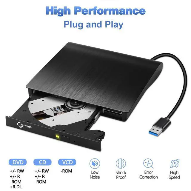 Alt view image 3 of 7 - External DVD Drive, USB 3.0 Portable +/-RW, DVD Player for CD ROM Burner Compatible with Laptop Desktop PC Windows Linux OS Apple Mac Black