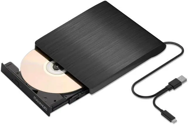 Main image of External CD/DVD +/-RW Drive for Laptop, USB 3.0 & USB-C Portable CD DVD Writer Burner Reader, Ultra-Slim External DVD Drive Compatible with PC, MacBook Pro/Air, Windows 11/10/8/7, Linux(Black)