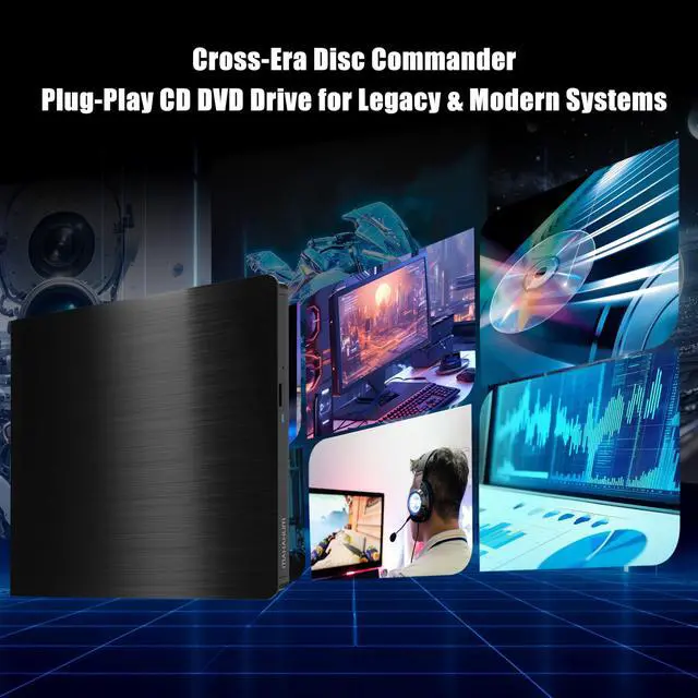 Alt view image 6 of 7 - External CD/DVD +/-RW Drive for Laptop, USB 3.0 & USB-C Portable CD DVD Writer Burner Reader, Ultra-Slim External DVD Drive Compatible with PC, MacBook Pro/Air, Windows 11/10/8/7, Linux(Black)