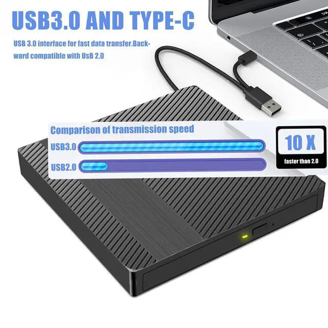 Alt view image 4 of 7 - External Blu-ray Drives DVD/CD/BD Burner For Laptop USB 3.0 Portable BD CD DVD Reader Writer Player 3D Optical Drive Disc Duplicators Compatible with Laptop Desktop PC Windows Mac Pro MacBook Linux