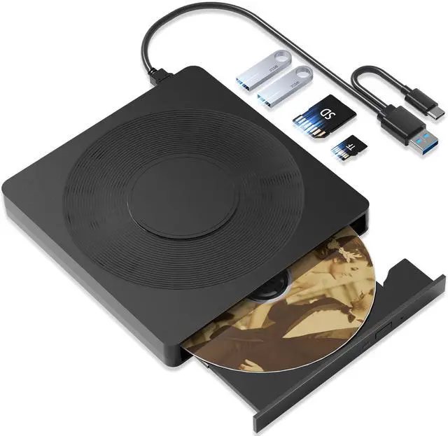 Main image of 5 in 1 External DVD Player For Laptop with LightScribe DVD Burner CD Rom External CD/DVD Drive For PC Usb 3.0 External DVD Drive, DVD Reader Disc Player Fit for Windows XP/7/8/10/11 Mac Laptop Desktop