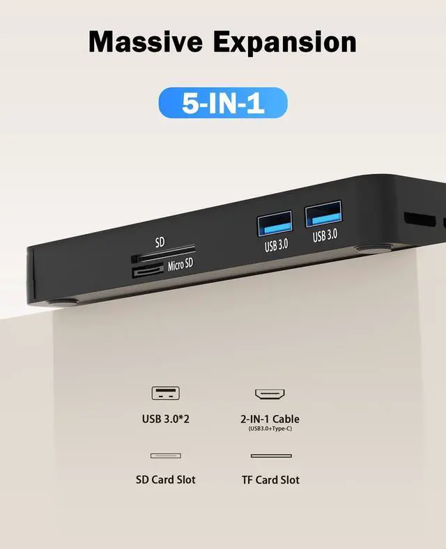 Alt view image 5 of 7 - 5 in 1 External DVD Player For Laptop with LightScribe DVD Burner CD Rom External CD/DVD Drive For PC Usb 3.0 External DVD Drive, DVD Reader Disc Player Fit for Windows XP/7/8/10/11 Mac Laptop Desktop