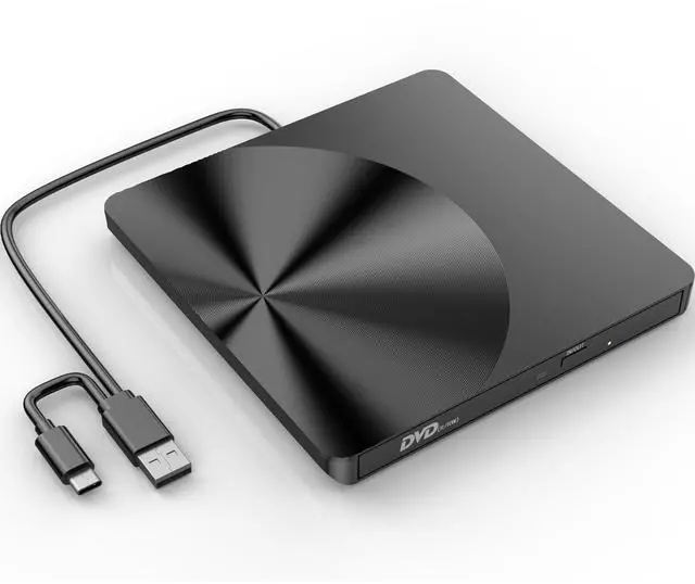 Main image of Portable External CD/DVD Drive, USB 3.0 & USB C Burner +/-RW RW Burner CD ROM Reader Writer Disk Duplicator Optical Drive for Laptop Desktop PC Windows 11/10/8/7 Apple Mac Pro MacBook Mac Linux