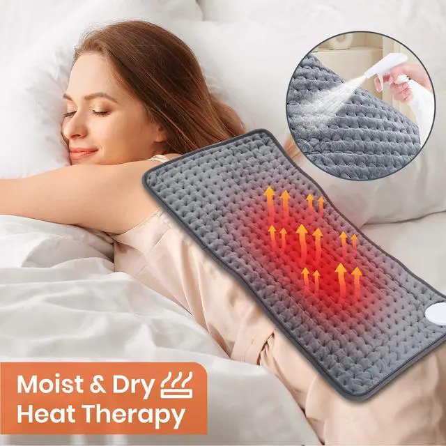 Alt view image 3 of 6 - Heating Pad for Back Pain Relief, Heating Pads for Period Cramps with 9 Heat Settings & 4 Timers Auto-off, Machine Washable, Dry & Moist Heat, Soft Electric Heating Pad for Sore Muscles,Gift,12''×24''