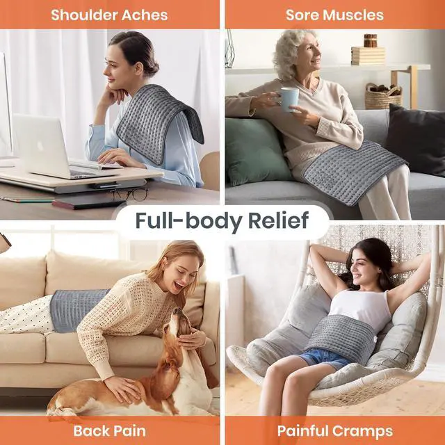 Alt view image 6 of 6 - Heating Pad for Back Pain Relief, Heating Pads for Period Cramps with 9 Heat Settings & 4 Timers Auto-off, Machine Washable, Dry & Moist Heat, Soft Electric Heating Pad for Sore Muscles,Gift,12''×24''