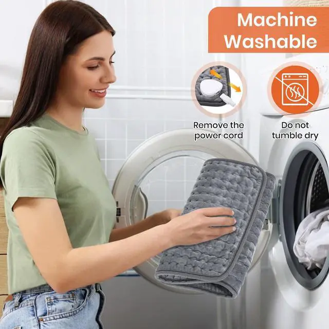 Alt view image 4 of 6 - Heating Pad for Back Pain Relief, Heating Pads for Period Cramps with 9 Heat Settings & 4 Timers Auto-off, Machine Washable, Dry & Moist Heat, Soft Electric Heating Pad for Sore Muscles,Gift,12''×24''