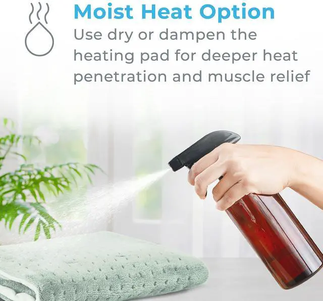 Alt view image 6 of 7 - PureRelief XL Heating Pad - 12" x 24" Electric Heating Pad for Back Pain & Cramps, 6 Heat Settings, FSA/HSA Eligible, Soft Machine Wash Fabric, Auto-Off & Moist Heat (Zen Green)