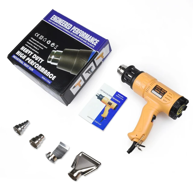 Alt view image 7 of 7 - 1800W Heat Gun Variable Temp 122-1202 for Crafts, Shrink Wrap | Fast Heating 122-1202, Dual Airflow, Overheat Protection, 4 Nozzles for Shrink Tubing, Paint Removal and 3D Printing