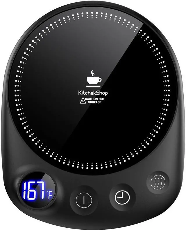 Main image of Coffee Mug Warmer - Fastest Heating & Highest Temperature, Coffee Cup Warmer for Desk Auto Shut Off, 4 Temp Settings & 1-12H Timer, Smart Electric Beverage Warmer for Coffee, Tea (Black)