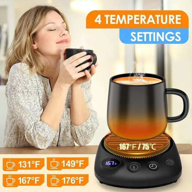 Alt view image 2 of 7 - Coffee Mug Warmer - Fastest Heating & Highest Temperature, Coffee Cup Warmer for Desk Auto Shut Off, 4 Temp Settings & 1-12H Timer, Smart Electric Beverage Warmer for Coffee, Tea (Black)