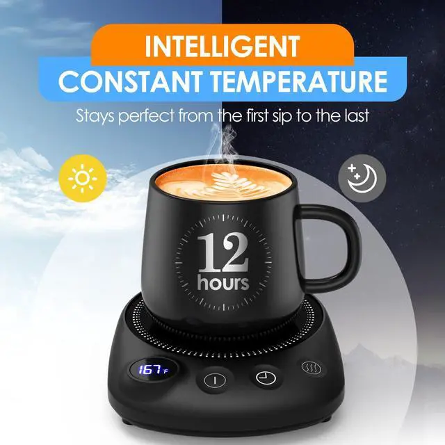 Alt view image 3 of 7 - Coffee Mug Warmer - Fastest Heating & Highest Temperature, Coffee Cup Warmer for Desk Auto Shut Off, 4 Temp Settings & 1-12H Timer, Smart Electric Beverage Warmer for Coffee, Tea (Black)