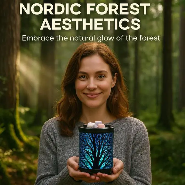 Alt view image 5 of 7 - Electric Wax Melt Warmer PTC Heating Plate with 7 Colors LED Changing Light Wax Warmer Fragrance Warmer for Home Office Gifts & Decor(Black Forest)