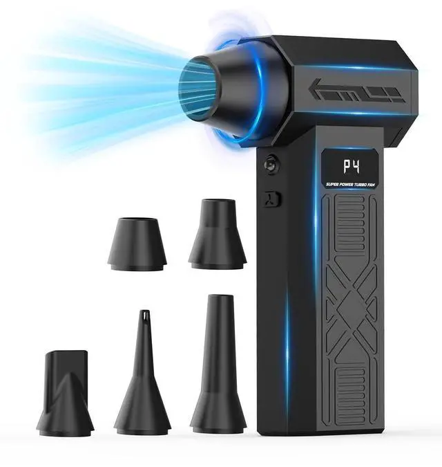 Main image of Compressed Air Duster - Rechargeable Electric Air Blower for Keyboard,Camera,PC Vents,Car Interiors & Home,Outdoor Dusting - 280,000 RPM,5 Nozzles,4 Speeds,Fast Charging