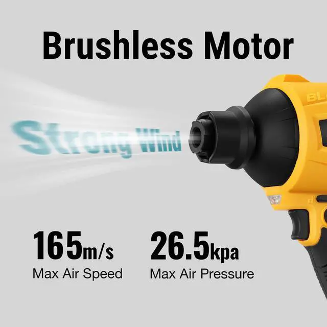 Alt view image 4 of 7 - Cordless Compressed Air Duster & Blower Compatible with DeWalt 20V MAX Battery (Tool Only), Brushless Motor, 3-Speed Adjustable, 50,000 RPM, LED Light, Portable Inflatable Pump for Cleaning, Camping