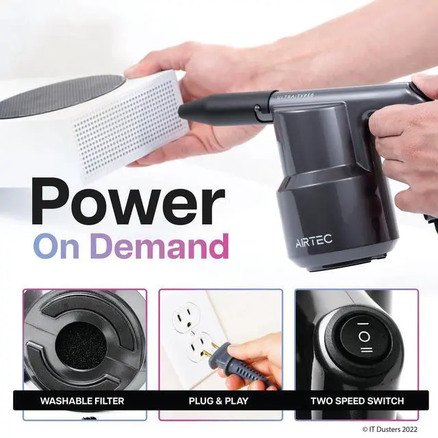 Alt view image 4 of 7 - AirTec Ultra Electric Air Duster Blower for PC, Laptop, Console, Electronics and Home Cleaning, Environmental Alternative to Spray air can Duster Keyboard Cleaner (Type 6)