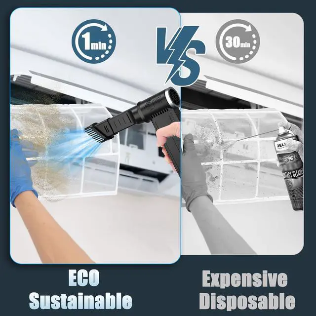 Alt view image 6 of 7 - Cordless Electric Air Duster: 120,000 RPM High-Speed 4-Speed Adjustable Blower, Rechargeable Battery-Powered Dust Cleaner for PC Keyboards, Electronics, Cars & Outdoor Use (Black)