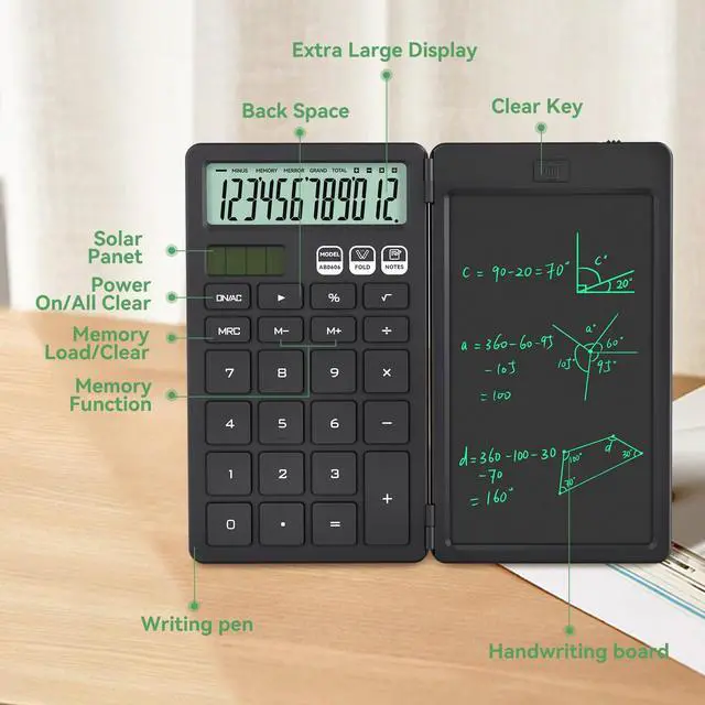 Alt view image 3 of 6 - Desk Calculator with Erasable LCD Notepad Calculators Desktop Basic Calculators for Middle School Cute Pocket Simple Calculator Office Desk Accessories Supplies Home Office Essential Big Button